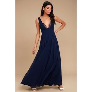 Lulus True Bliss Navy Blue Maxi Dress